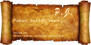 Pakos Juliánusz névjegykártya